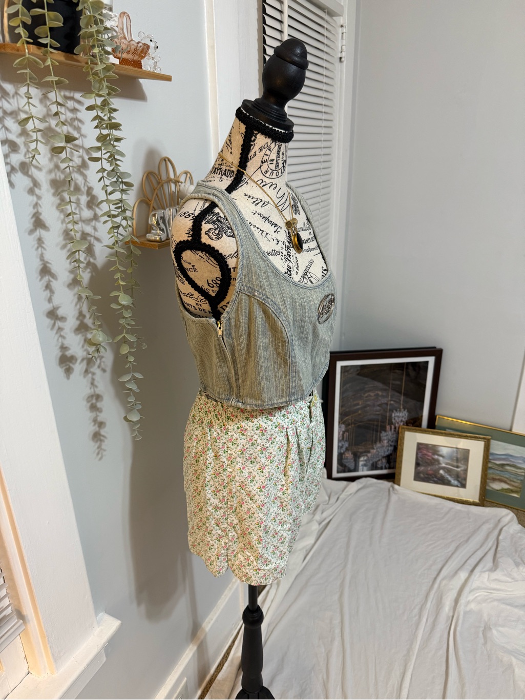 Boohoo Vintage Wash Striped Denim Crop Tank — image 2 of 6